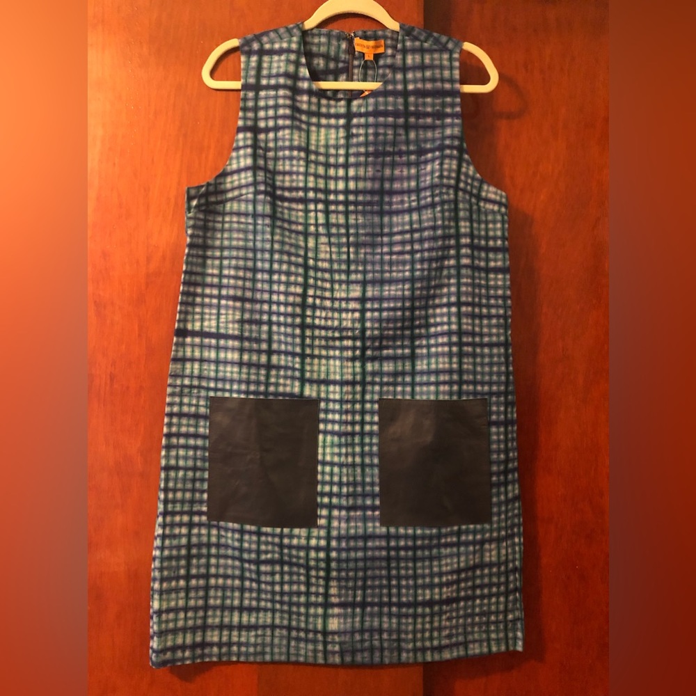 NWT Roberta Freymann Cotton dress.  Blue/green/purple pattern. Large $45.00